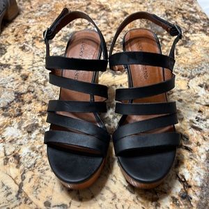 Black LUCKY Brand high heel wedges . Excellent condition .